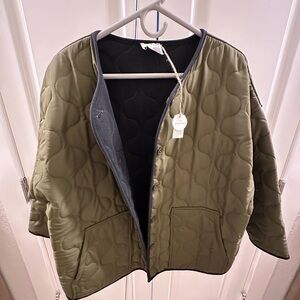 World Market Olive Green and Black Reversible Ladies Jacket